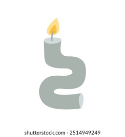Wax vector decoration aesthetics candle. Hand drawn colored illustration. Delicate romantic element of decor. Cozy glowing burning candle wick. christmas, wedding, birthday, valentine day