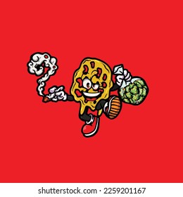wax vector smoking joint hold nug weed cartoon