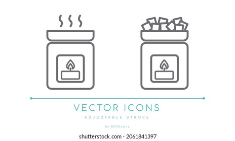 Wax Warmer Candle Line Icon. Wax Melts and Incense Burner Vector Symbol.