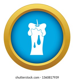 Waxen candle icon blue vector isolated on white background for any design