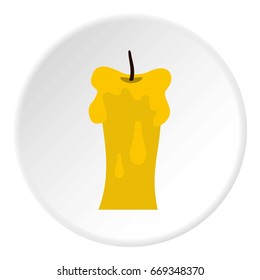 Waxen candle icon in flat circle isolated on white vector illustration for web
