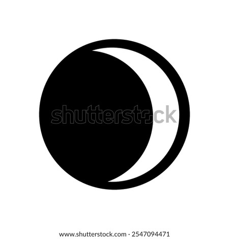 Waxing crescent line icon, vector flat black simple illustration for web and app..eps