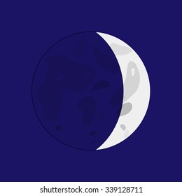 Waxing Crescent - lunar phase. Flat style vector illustration.