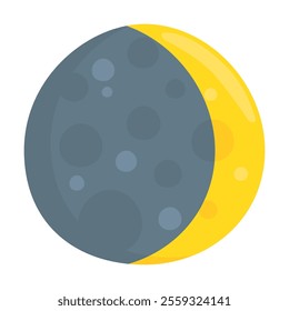 Waxing Crescent Moon Emoji Icon Illustration. Phases of the Moon Vector Symbol Emoticon Design Doodle Vector.