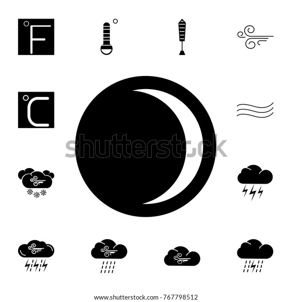 waxing crescent moon icon. Set of weather sign\
icons. Web Icons Premium quality graphic design. Signs, outline\
symbols collection, simple icons for websites, web design, mobile\
app on white background