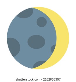Waxing crescent moon symbol isolated on white background