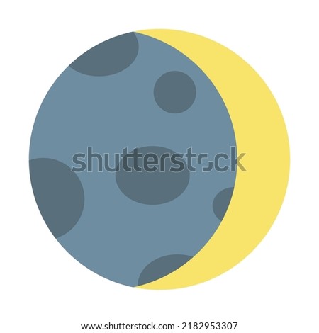 Waxing crescent moon symbol isolated on white background