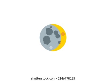 Waxing Crescent Moon Vector Isolated Emoticon. Moon Icon