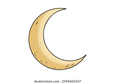 Waxing Crescent Moon vectors, A high-quality crescent moon icon featuring a half-moon with stars. Representing the phases of the moon, it illustrates either a waning or waxing crescent.