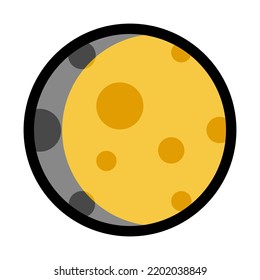 Waxing gibbous moon vector icon isolated on white background