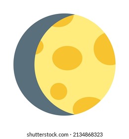 Waxing gibbous moon vector illustration isolated on white background