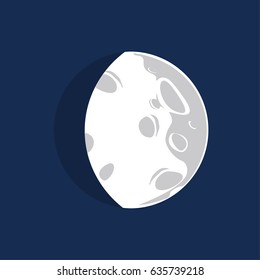 Waxing gibbous moon vector illustration