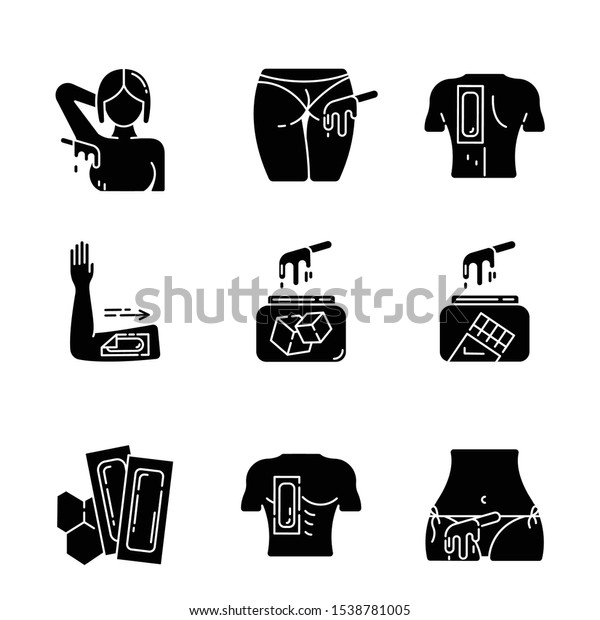 Waxing Glyph Icons Set Armpit Buttocks Signs Symbols Objects