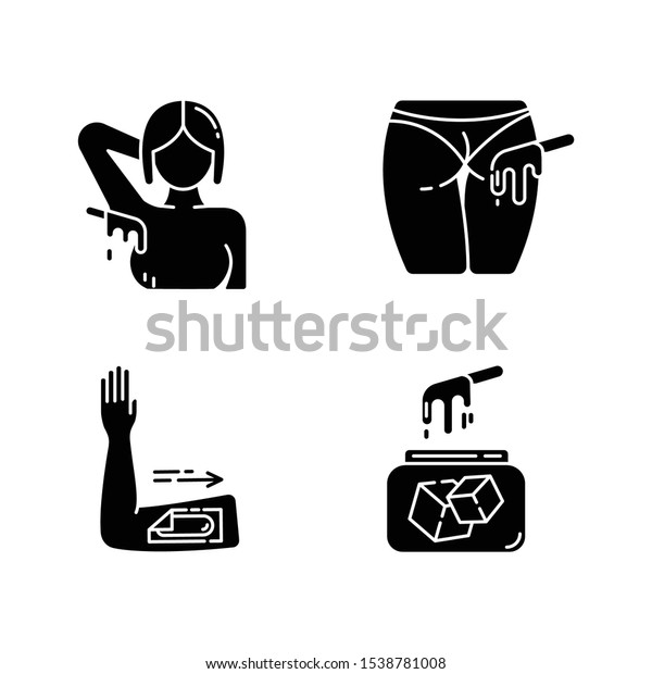 Waxing Glyph Icons Set Armpit Arm Stock Vector Royalty Free