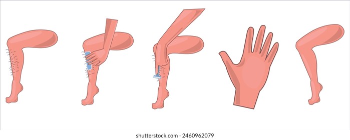 Waxing, human body wax, leg waxing hand drawing vector illustration