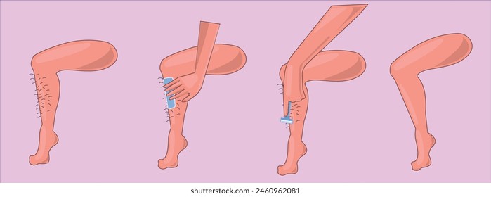 Waxing, human body wax, leg waxing hand drawing vector illustration