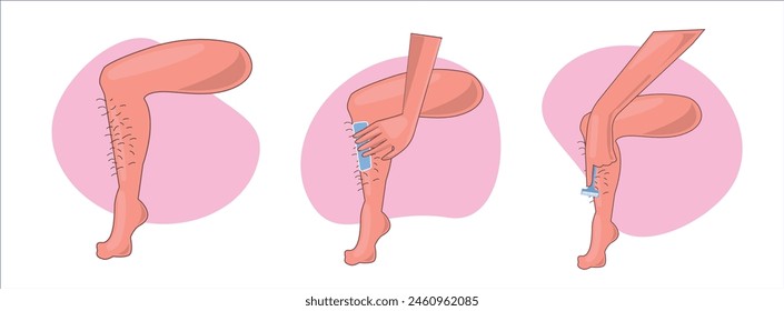 Waxing, human body wax, leg waxing hand drawing vector illustration