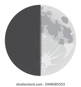 Waxing moon. First quarter moon. Half moon. Vector illustration.