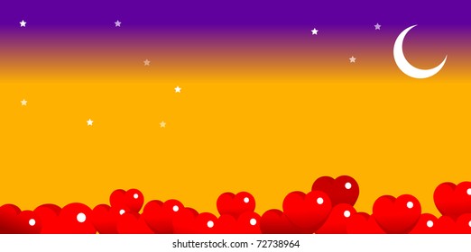 ein wachsender Mond und Herz