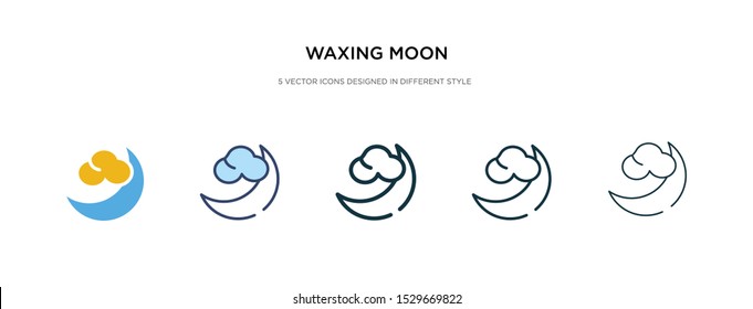 waxing moon icon in different style vector illustration. two colored and black waxing moon vector icons designed in filled, outline, line and stroke style can be used for web, mobile, ui