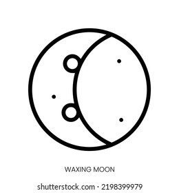 waxing moon icon. Line Art Style Design Isolated On White Background