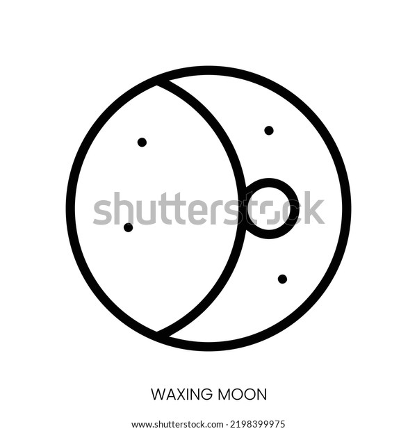waxing moon icon. Line Art Style Design\
Isolated On White\
Background