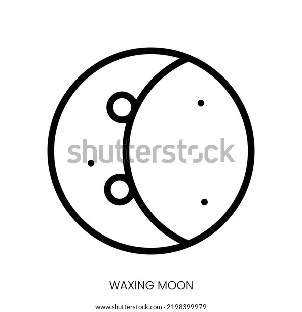 waxing moon icon. Line Art Style Design\
Isolated On White\
Background
