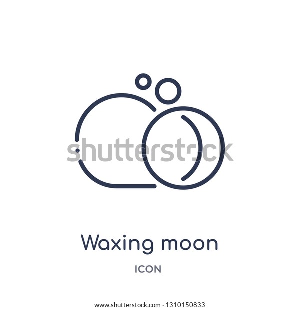 waxing moon icon from\
weather outline collection. Thin line waxing moon icon isolated on\
white background.