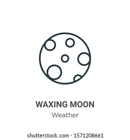 Waxing moon outline vector icon. Thin line black waxing moon icon, flat vector simple element illustration from editable weather concept isolated on white background