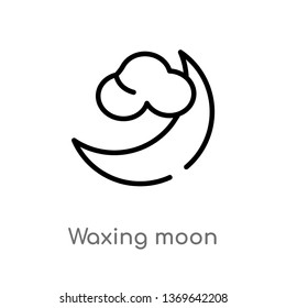 waxing moon vector line icon. Simple element illustration. waxing moon outline icon from weather concept. Can be used for web and mobile