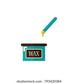 Waxing stick and wax in jar, hair removal, depilation tools, flat style icon, vector illustration isolated on white background. Flat icon of wax and stick, waxing depilation concept