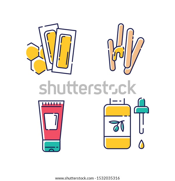 Waxing Tools Color Icons Set Hot Stock Vector Royalty Free