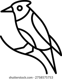 Waxwing Vector Line Icon Style