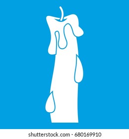 Waxy candle icon white isolated on blue background vector illustration