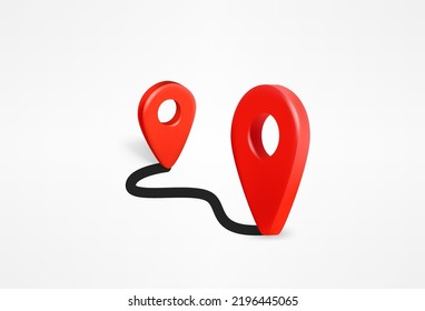 Concepto de la vía con clavijas de mapa. 3.ª ilustración vectorial