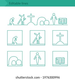 The Way of the crucifixion.  Jesus, cross, death and resurrection.  Christianity vector.