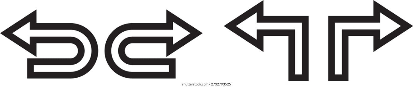 way direction arrow sign. Mega set of way direction arrow sign. Way sign. Road navigation arrows. Black Arrow Sign Direction Icon Set. Vector Image