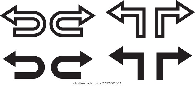 way direction arrow sign. Mega set of way direction arrow sign. Way sign. Road navigation arrows. Black Arrow Sign Direction Icon Set. Vector Image
