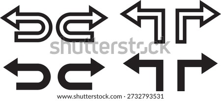 way direction arrow sign. Mega set of way direction arrow sign. Way sign. Road navigation arrows. Black Arrow Sign Direction Icon Set. Vector Image