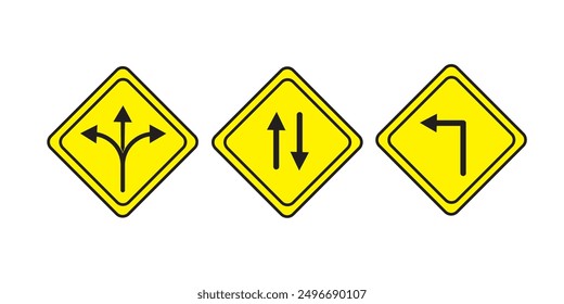 way direction arrow sign. three arrow, way sign, road direction icon vector. three-way direction arrow sign. Way vector icon illustration.
