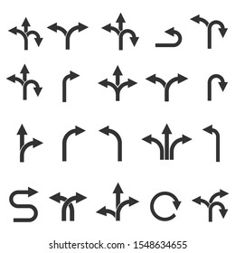 way direction arrow sign vector set, icon illustration design template