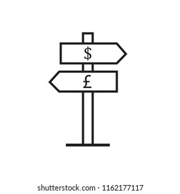 way direction arrows and pound dollar sign icon vector 