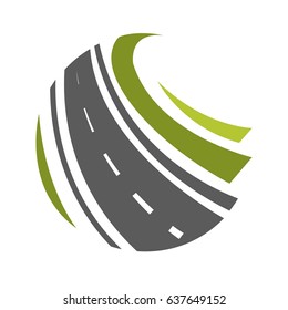 Way going forward and turning with abstract greenery vector