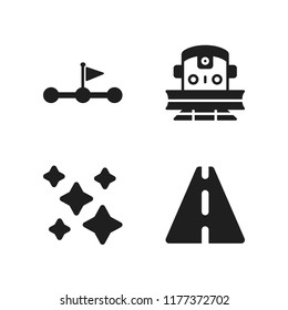 way icon. 4 way vector icons set. train, road sign and stars icons for web and design about way theme