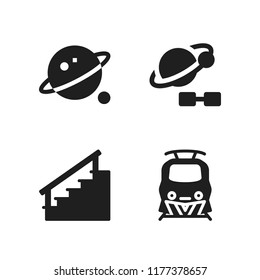 way icon. 4 way vector icons set. train, stairs and planet icons for web and design about way theme