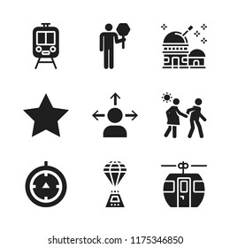 way icon. 9 way vector icons set. cable car cabin, star and train icons for web and design about way theme