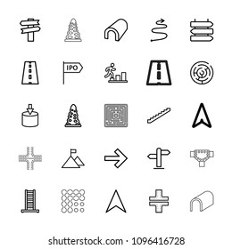 Way icon. collection of 25 way outline icons such as direction   isolated, ladder, stairs, tunnel, road, direction, entrance. editable way icons for web and mobile.