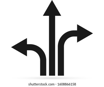 Way Icon Isolated On White, Drawing Road Arrow, Vector Stock Illustration