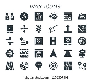  way icon set. 30 filled way icons. Simple modern icons about  - Change, Navigation, Motorway, Solar system, Traffic, Route, Directions, Road sign, Side up, Gps, Direction, Track