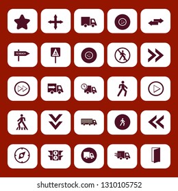 way icon set with pedestrian, right arrow and fast delivery truck vector illustration